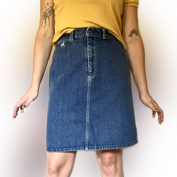 Denim vintage midi skirt brand is Pizazz 90s or 70s style - Picture 1 of 5